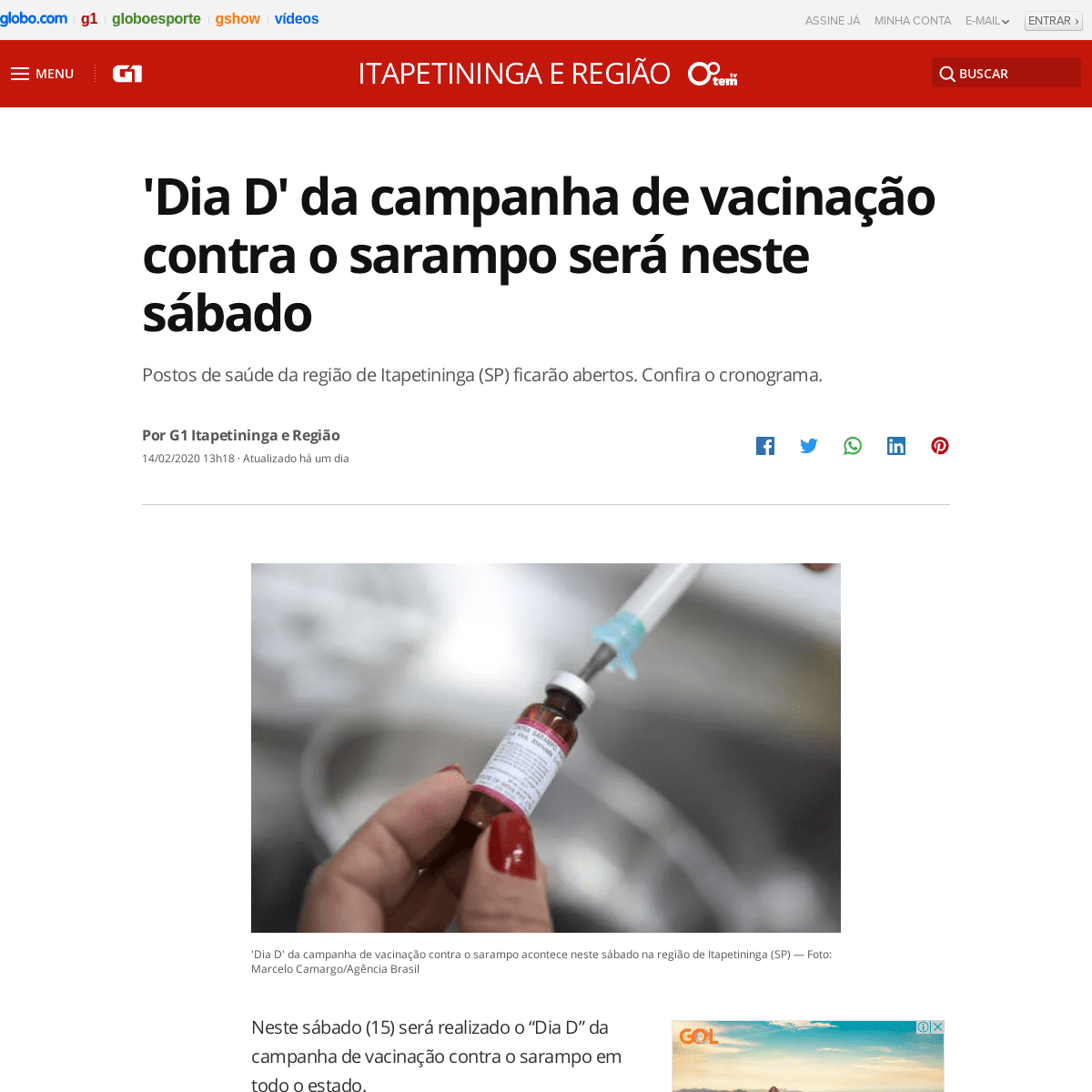 A complete backup of g1.globo.com/sp/itapetininga-regiao/noticia/2020/02/14/dia-d-da-campanha-de-vacinacao-contra-o-sarampo-sera