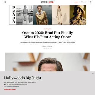 Oscars 2020- Brad Pitt Finally Wins His First Acting Oscar - Vanity Fair