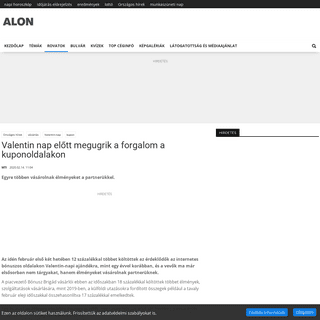 A complete backup of www.alon.hu/orszagos-hirek/2020/02/valentin-nap-elott-megugrik-a-forgalom-a-kuponoldalakon