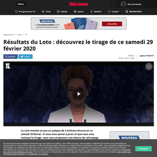 A complete backup of www.programme-tv.net/news/tv/250149-resultats-du-loto-decouvrez-le-tirage-de-ce-samedi-29-fevrier-2020/