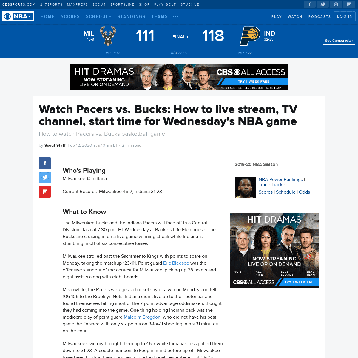 A complete backup of www.cbssports.com/nba/news/watch-pacers-vs-bucks-how-to-live-stream-tv-channel-start-time-for-wednesdays-nb