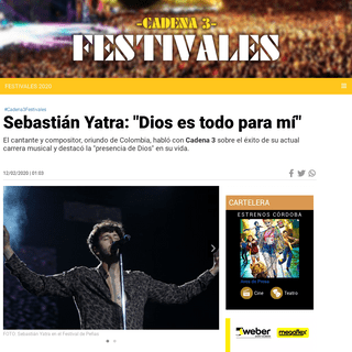 A complete backup of www.cadena3.com/noticia/festivales-2020/sebastian-yatra-dios-es-todo-para-mi_252759