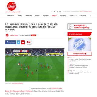 Le Bayern Munich refuse de jouer la fin de son match pour soutenir le prÃ©sident de l'Ã©quipe adverse - 25Stanley