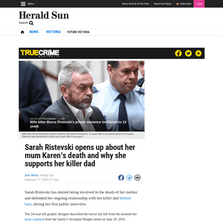 A complete backup of www.heraldsun.com.au/news/victoria/sarah-ristevski-opens-up-about-her-mum-karens-death-and-why-she-supports
