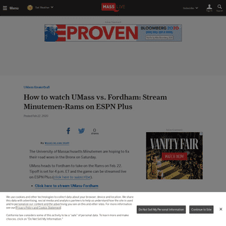 How to watch UMass vs. Fordham- Stream Minutemen-Rams on ESPN Plus - masslive.com