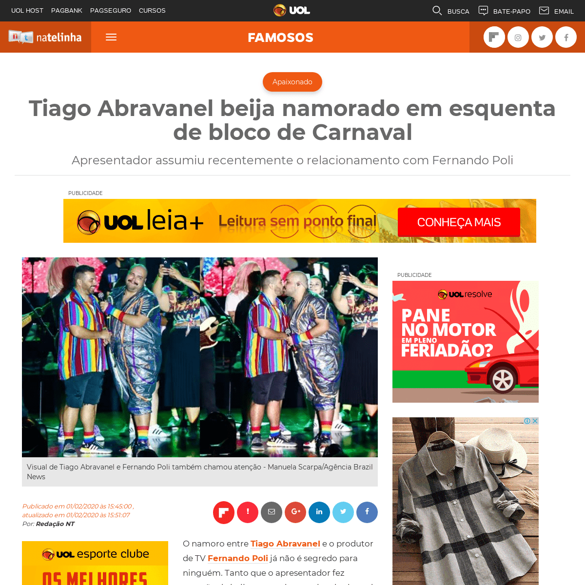 Tiago Abravanel beija namorado em esquenta de bloco de Carnaval - Famosos - NaTelinha