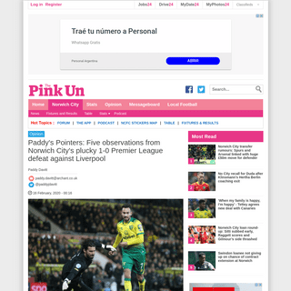 A complete backup of www.pinkun.com/norwich-city/canaries-liverpool-paddy-davitt-pointers-premier-league-1-6516718