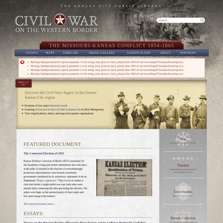 Welcome to Civil War on the Western Border - Civil War on the Western Border- The Missouri-Kansas Conflict, 1854-1865