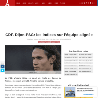 CDF. Dijon-PSG- les indices sur l'Ã©quipe alignÃ©e - VIPSG