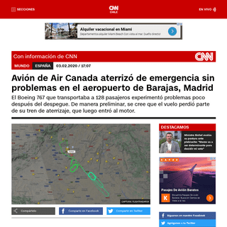 AviÃ³n de Air Canada aterrizÃ³ de emergencia sin problemas en el aeropuerto de Barajas, Madrid