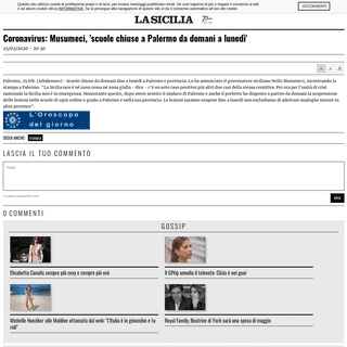 A complete backup of www.lasicilia.it/take/sicilia/327381/coronavirus-musumeci-scuole-chiuse-a-palermo-da-domani-a-lunedi.html