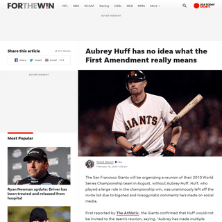 A complete backup of ftw.usatoday.com/2020/02/aubrey-huff-giants-no-idea-what-the-first-amendment-really-means