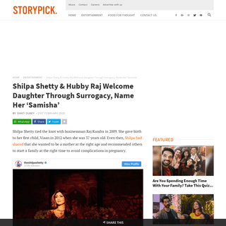A complete backup of www.storypick.com/shilpa-shetty-daughter-through-surrogacy/