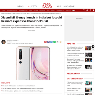 A complete backup of www.indiatoday.in/technology/news/story/xiaomi-mi-10-may-launch-in-india-but-it-could-be-more-expensive-tha