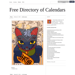 Free Directory of Calendars