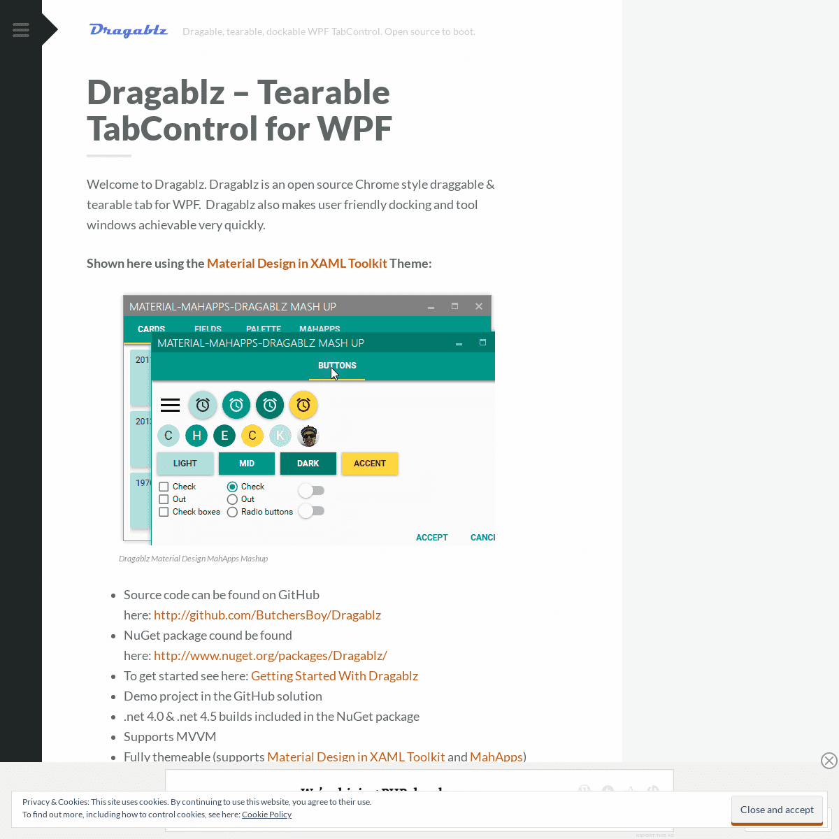 - Dragable, tearable, dockable WPF TabControl. Open source to boot.
