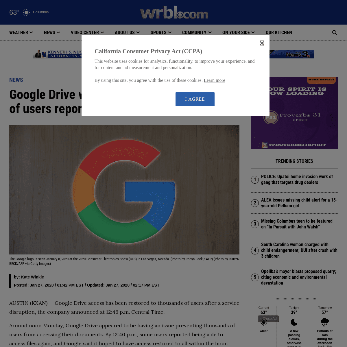A complete backup of www.wrbl.com/news/google-drive-is-down-thousands-of-users-report/