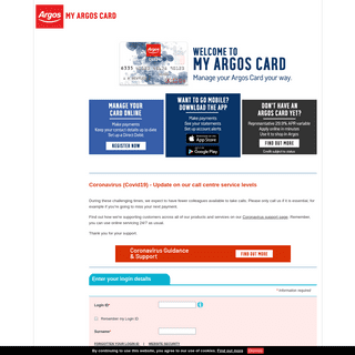Log in to My Argos Card