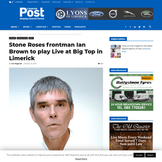 A complete backup of www.limerickpost.ie/2020/02/25/stone-roses-frontman-ian-brown-to-play-live-at-big-top-in-limerick/