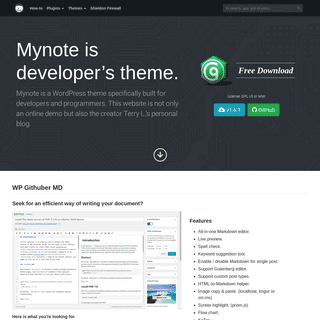 Mynote, A WordPress Theme for Developers and Programers - TerryL