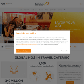 Global No.3 in travel catering - Areas - Worldwide