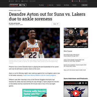A complete backup of arizonasports.com/story/2259340/deandre-ayton-out-for-suns-vs-lakers-due-to-ankle-soreness/