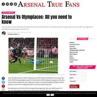 A complete backup of arsenaltruefans.com/2020/02/arsenal-vs-olympiacos-all-you-need-to-know