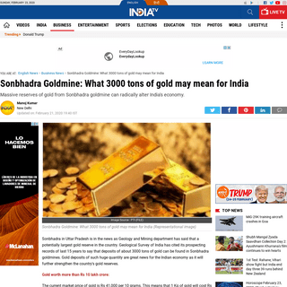 A complete backup of www.indiatvnews.com/business/news-sonbhadra-goldmine-3000-tons-of-gold-indian-economy-591183