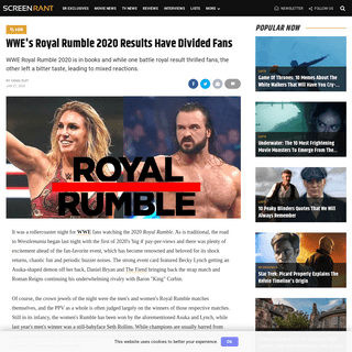 WWE's Royal Rumble 2020 Results Have Divided Fans - Screen Rant