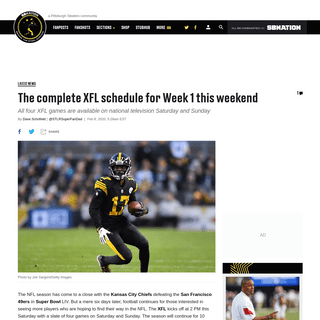 The complete XFL schedule for Week 1 - Behind the Steel Curtain