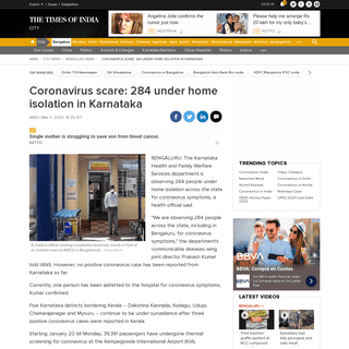 Coronavirus Cases in Bangalore- 284 under home isolation in Karnataka - Bengaluru News - Times of India