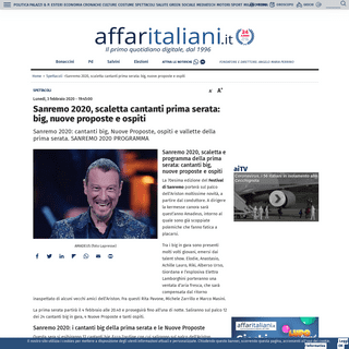 A complete backup of www.affaritaliani.it/entertainment/sanremo-2020-scaletta-cantanti-prima-serata-big-nuove-proposte-650483.ht