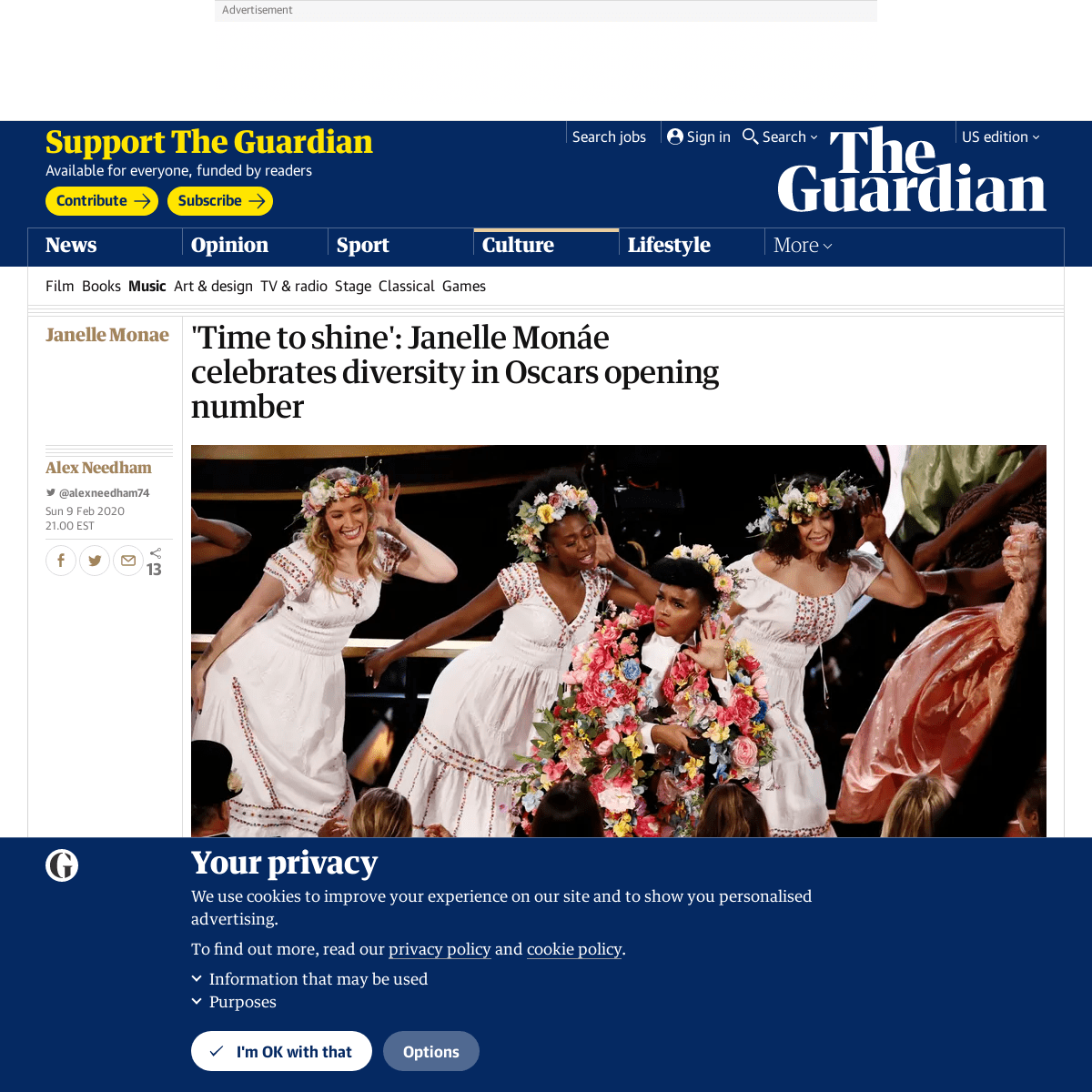A complete backup of www.theguardian.com/music/2020/feb/10/janelle-monae-celebrates-diversity-oscars-opening-number