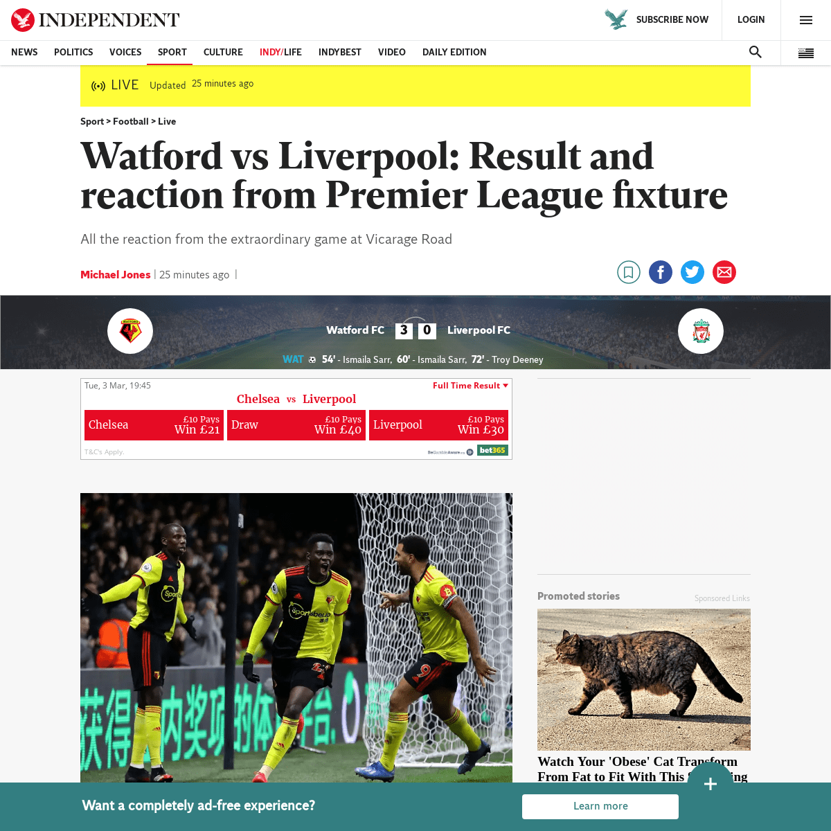 Watford vs Liverpool- Result, final score and reaction today - The Independent