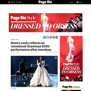 A complete backup of pagesix.com/2020/01/27/demi-lovato-reflects-on-emotional-grammys-2020-performance-after-overdose/