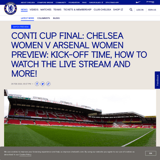 A complete backup of www.chelseafc.com/en/news/2020/02/26/conti-cup-final--chelsea-women-v-arsenal-women-preview--kick-off