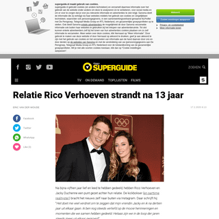 A complete backup of www.superguide.nl/nieuws/relatie-rico-verhoeven-strandt-na-13-jaar-tv
