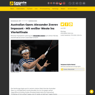 A complete backup of www.tennisnet.com/news/australian-open-alexander-zverev-imposant-mit-weisser-weste-ins-viertelfinale