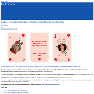 A complete backup of routenote.com/blog/send-a-special-message-from-james-blunt-to-your-loved-one-this-valentines-day/