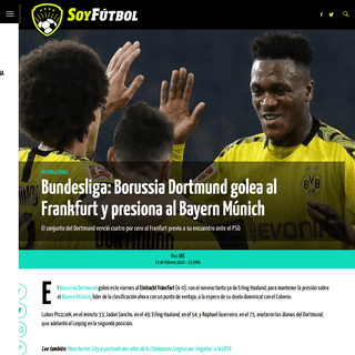 A complete backup of www.soyfutbol.com/internacional/Bundesliga-Borussia-Dortmund-golea-al-Frankfurt-y-presiona-al-Bayern-Munich