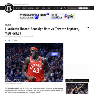 Watch Live- Brooklyn Nets vs. Toronto Raptors, 7-30 PM EST - NetsDaily