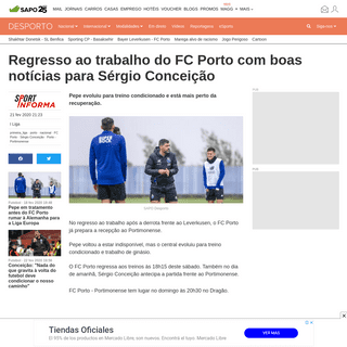 Regresso ao trabalho do FC Porto com boas notÃ­cias para SÃ©rgio ConceiÃ§Ã£o - I Liga - SAPO Desporto