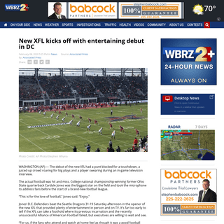 A complete backup of www.wbrz.com/news/new-xfl-kicks-off-with-entertaining-debut-in-dc/