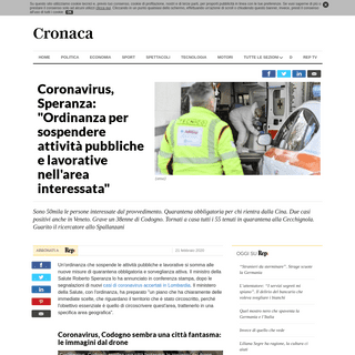 A complete backup of www.repubblica.it/cronaca/2020/02/21/news/coronavirus_il_ministro_speranza_quarantena_obbligatoria_per_chi_