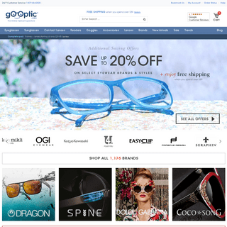 Discount Designer Eyewear- Eyeglasses, Sunglasses, Contact Lenses and more from Go-Optic.com