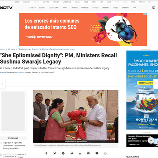 A complete backup of www.ndtv.com/india-news/sushma-swaraj-68th-birth-anniversary-pm-modi-ministers-recall-sushma-swaraj-legacy-