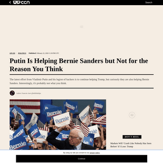 Putin Is Helping Bernie Sanders but Not for the Reason You Think
