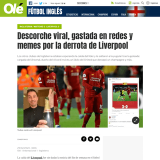 Descorche viral, gastada en redes y memes por la derrota de Liverpool - OlÃ©