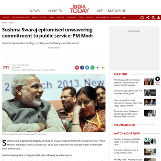 A complete backup of www.indiatoday.in/india/story/sushma-swaraj-epitomised-unwavering-commitment-to-public-service-pm-modi-1646