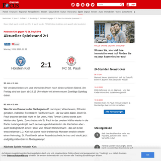 Holstein Kiel gegen FC St. Pauli live- Aktueller Spielstand 2-1 - FOCUS Online